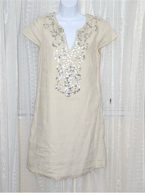 Vineyard Vines Ivory Sequin-Embellished Mini Dress